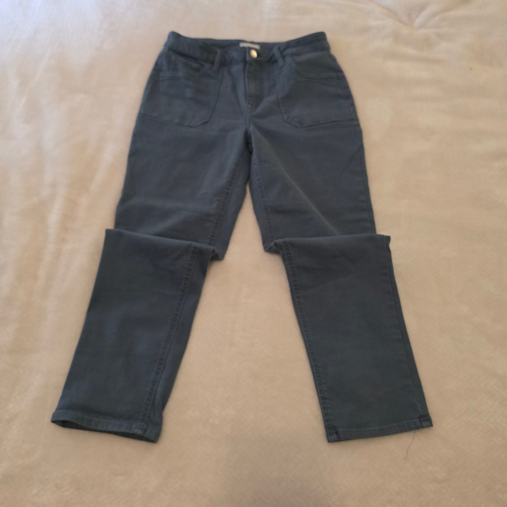 Maurices Slim Straight Ankle Pants Women 8 Blue Gray Excellent High Rise Stretch